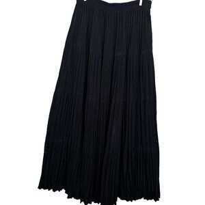 Vintage J Suzette Ruffle Tiered Maxi Skirt Size S Black Cottagecore Western Boho